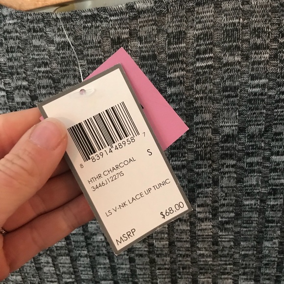 Chenault • GREY v neck lace up tunic - Picture 4 of 8